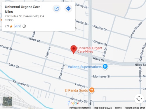 Get Directions to Universal Urgent Care at 2121 Niles Street in Bakersfield, CA Get Directions to Universal Urgent Care at 2121 Niles Street in Bakersfield, CA